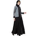Dual colored front open abaya- Black-Grey Dual colored front open abaya- Black-Grey